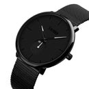 SKMEI 9185 Ultra Thin Simple Casual Style Men Wrist Watch Mesh Stainless Steel Strap Quartz Watch