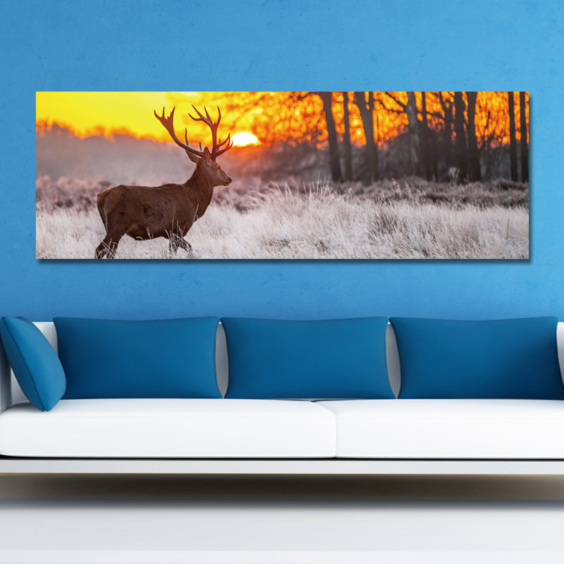 DYC 10677 Single Spray Oil Paintings Forest Sunrise Wild Deer Scenery For Home Decoration Paintings Wall Art