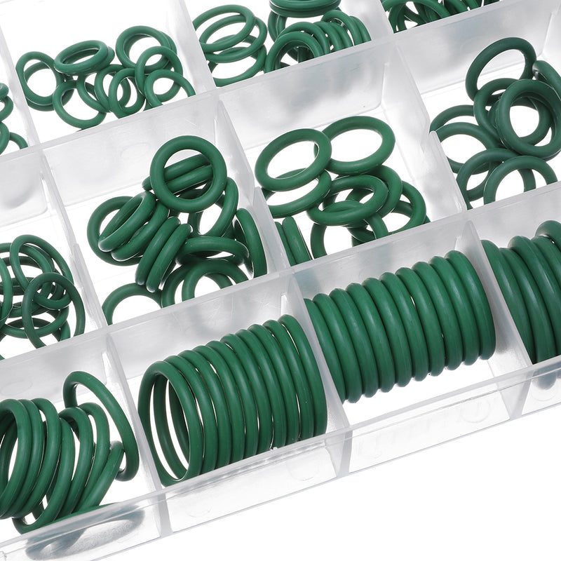 Suleve MXRW5 225Pcs R22/R134a Green Air Conditioning Rubber O-Ring Tap Washer Gasket Set Seal Metric Assortment Plumbing Kit Waterproof