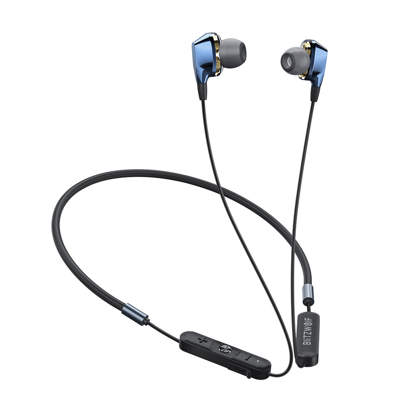 BlitzWolf BW-BTS4 bluetooth 5.0 Earphone Wireless Neckband Dual Dynamic Driver Magnetic Sports Headphone with Mic