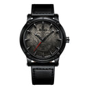 BIDEN BD0185 Wolf Dial Display Fashionable Men Wrist Watch Analog Leather Band Quartz Watch