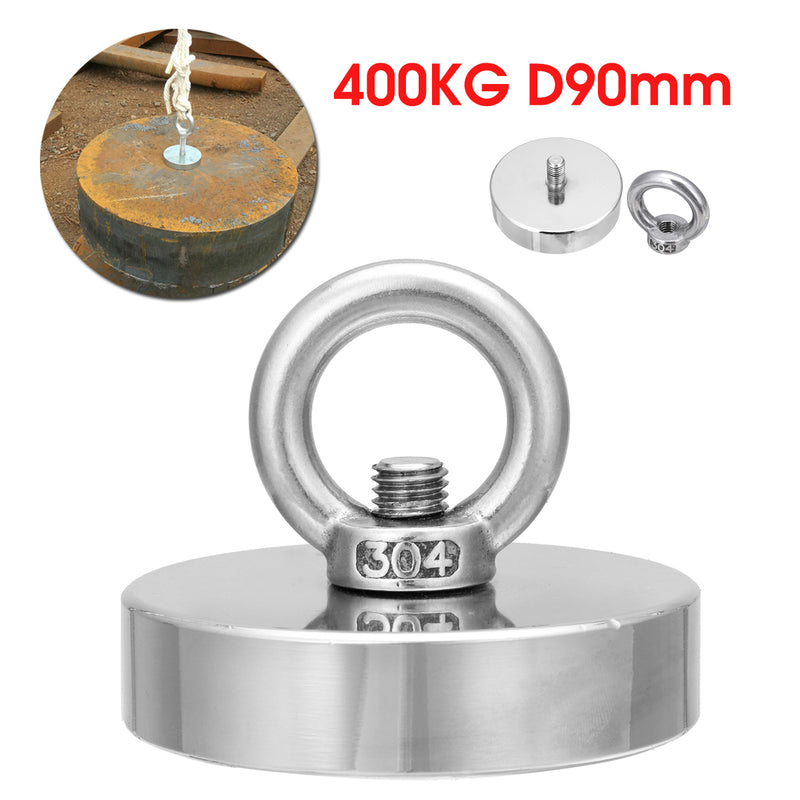 400KG D90mm NJ90 Neodymium Recovery Magnet Sea Fishing Metal Treasure Hunting Magnet