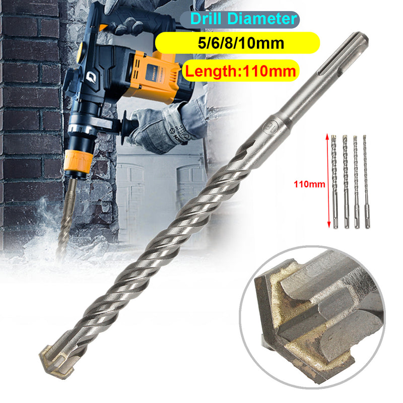 5/6/8/10mm x 11cm Concrete Drill Bit Double SDS Plus Slot Masonry Hammer Head Tool