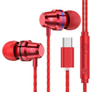 PTM M4 Mtal Bass In-Ear Earbuds Wired Control Type-C Earphone Headphones with Mic