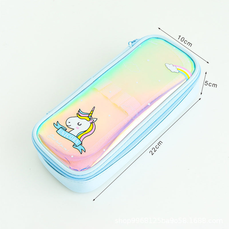 1 Piece Unicorn Laser Surface Pencil Case Box Makeup Bag Storage Pouch Purse Supply Cosmetic School Students Stationery