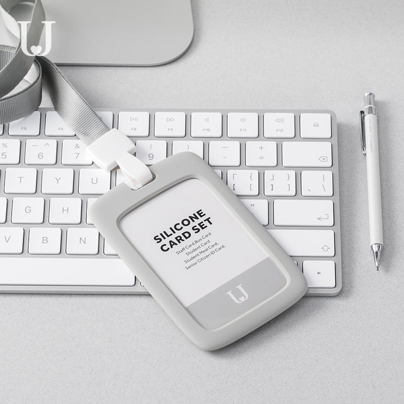 Jordan&Judy JJ-YD0010 1PC Silicone Work Card Holder with Lanyard Employee Name ID Card Cover Work Certificate Identity Badge Holder