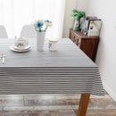 Cotton and Linen Simple Pastoral Tablecloth Geometric Tectangular Table Cover with Color Stripes