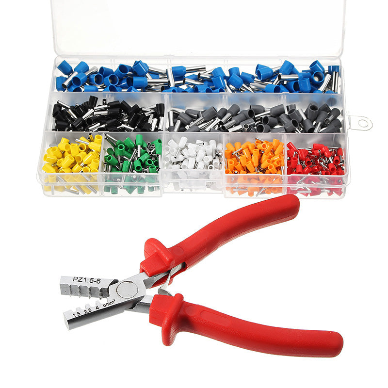 Excellway EC02 800Pcs Insulated Wire Connector Terminal Cord Pin End Terminal With Crimper Plier