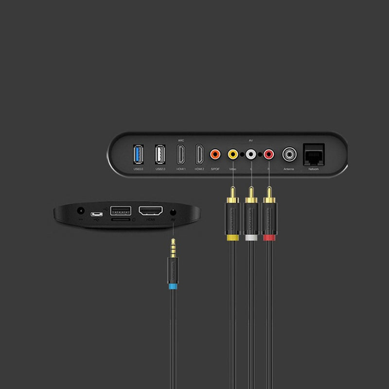Vention 2.5mm Male to 3RCA Male AV Cable Standard Audio Converter Video Speaker Cable For Android TV