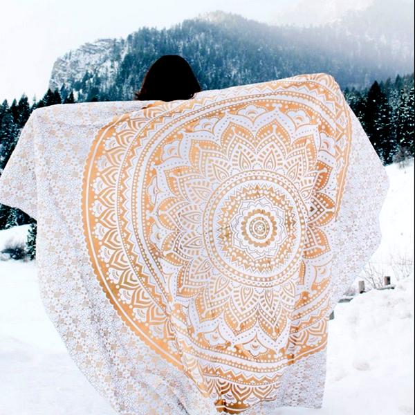 Honana WX-99 New 150x210cm Bohemian Style Polyester Fiber Beach Towel Mat Tapestry Mandala Rectangle Bed Sheet