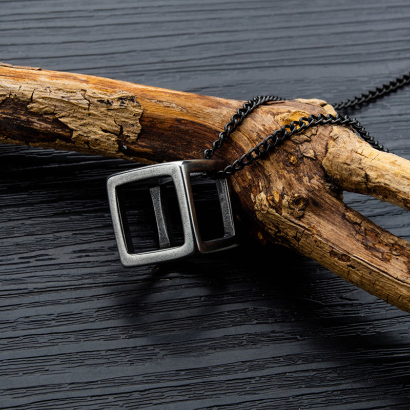 Retro Rubik's Cube Hollow Pendant Pendant Solid Wave Men's Necklace