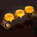 Alloy One Tier Butter Lamp Candle Holder For 3 Candles Daily Use Buddhism Pray