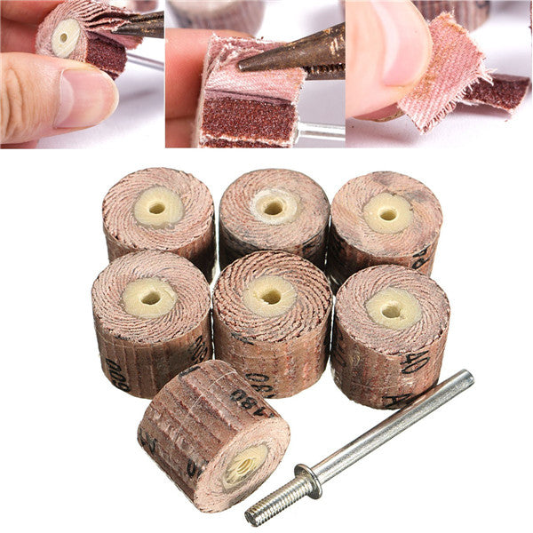 7pcs Flap Sanding Wheel 80-600 Grit With a 1/8 Inch Mandrel fit Dremel Grinder Rotary Tool
