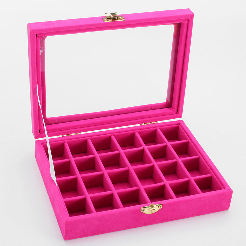 Velvet Glass Carboard Rings Earring Pendant Jewelry Collect Box Showcase