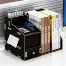 Multi-function Desktop Organizer Wooden Storage Rack Office File Tray Wood Display Shelf with Tissue Holder