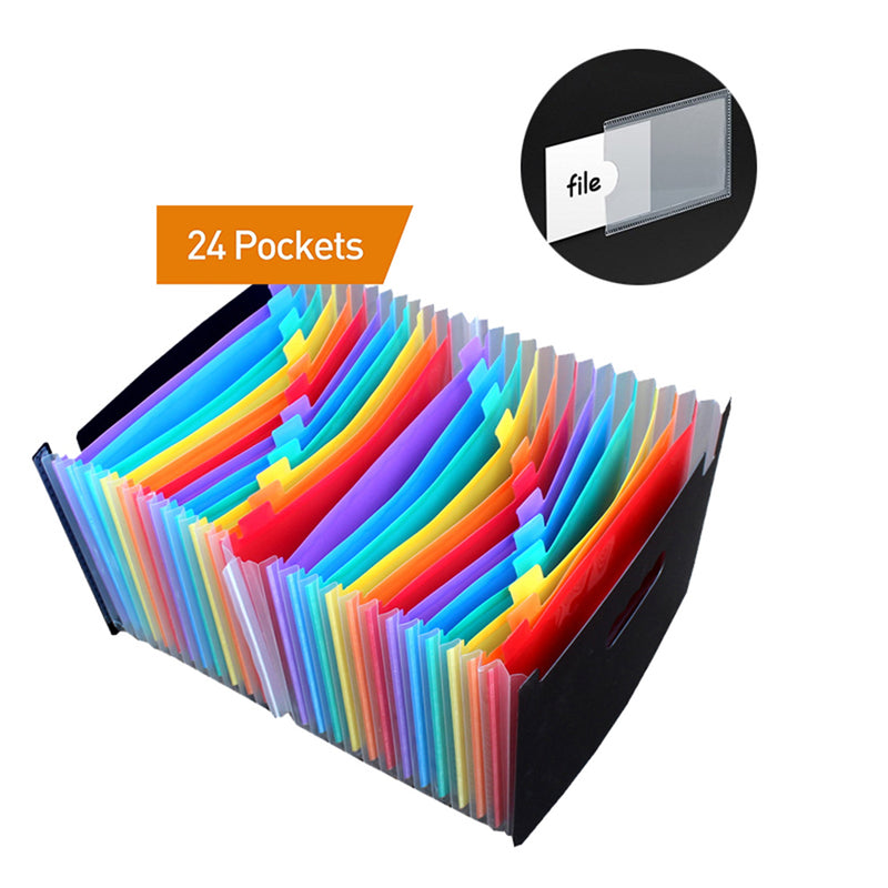 New 24 Pockets Expanding File Folder Portable Accordion File Folder A4 Expandable Business File Folder