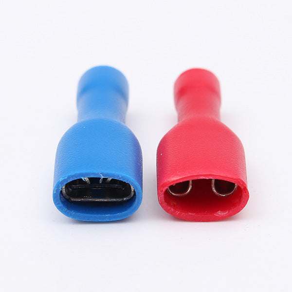 50Pcs 0.5-2.5mm Red&Blue 6.3mm Female Insulated Spade Crimp Wire Connector Terminal