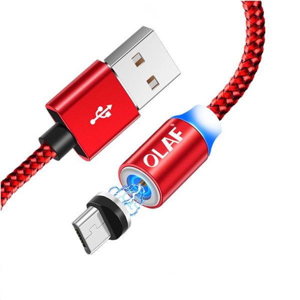 OLAF 3AMicro USB Type-C Magnetic Nylon Braided Fast Charging Data Cable For Xiaomi Mi8 Mi9 HUAWEI P30 Pocophone F1 S9 S10 Note S10+