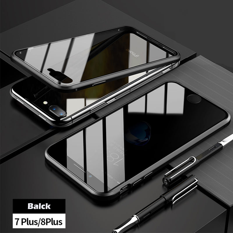 Bakeey Anti-peeping Magnetic Adsorption Metal Double-sided Tempered Glass Protective Case For iPhone X/XS/XR/XS Max/7/8/7 Plus/8 Plus
