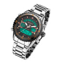 STRYVE S8020 LCD 5ATM Waterproof Week Display Full Steel Fashion Men Dual Display Digital Watch
