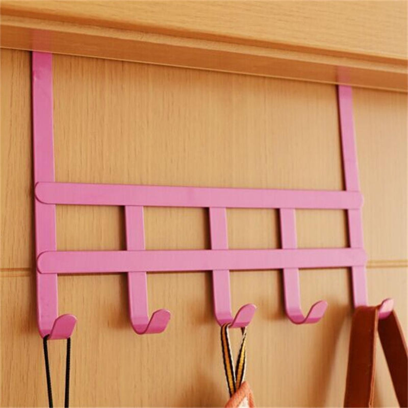 5 Hooks Door Cabinet Clothes Robe Hook Metal Storage Shelf Sundries Holder
