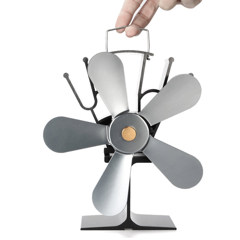 5 Blade Heat Self-Powered Wood Stove Fan Top Log Burner Fireplace Silent Ecofan