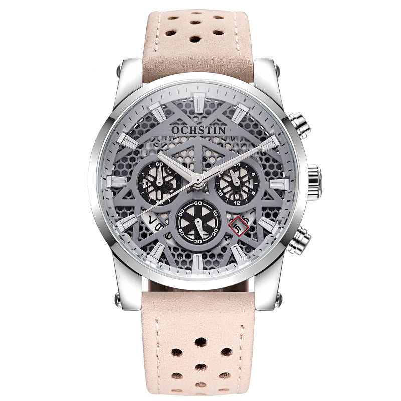 OCHSTIN GQ067B Working-dials Calendar Creative Wrist Watch Leather Strap Quartz Watches