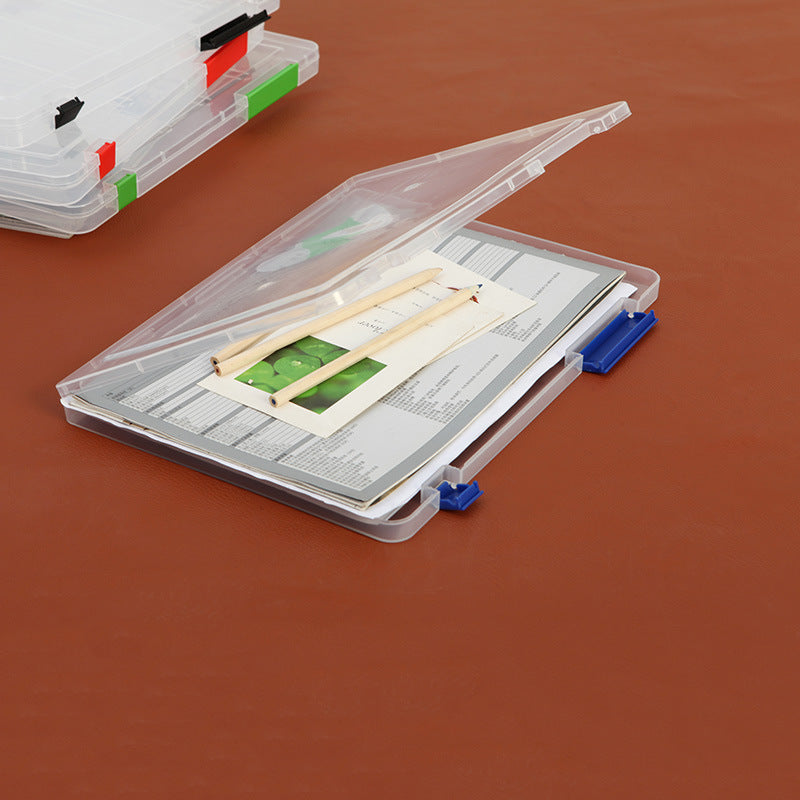 Transparent A4 paper folder Magazine office information storage box Dust-proof and moisture-proof full-sealed double buckle Desktop Organizer