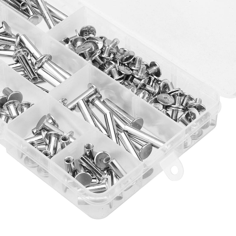90 Sets M5 6-30mm Nickel Plating Phillips Chicago Binding Posts Stud Screws Rivet Button Bookbinding
