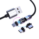 USLION 2.4A 2in1 LED 540 Magnetic Dual Position Game Quick Charge Data Cable for Samsung S10+ Xiaomi Redmi Note8 HUAWEI