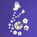 Honana DX-X7 Creative Butterfly 3D Acrylic Mirror Wall Sticker Quartz Clocks Watch Large Home Decor