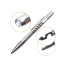 Laix T01 Self Defensive Tactical Ballpoint Pen EDC Stainless Steel Outdoor Survival Tools LED Flashlight Cutter Saw Tungsten Head Bottle Opener