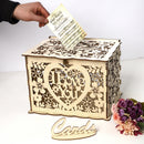 DIY Wedding Gift Card Box Wooden Money Box with Lock Beautiful Decor Supplies for Birthday Party