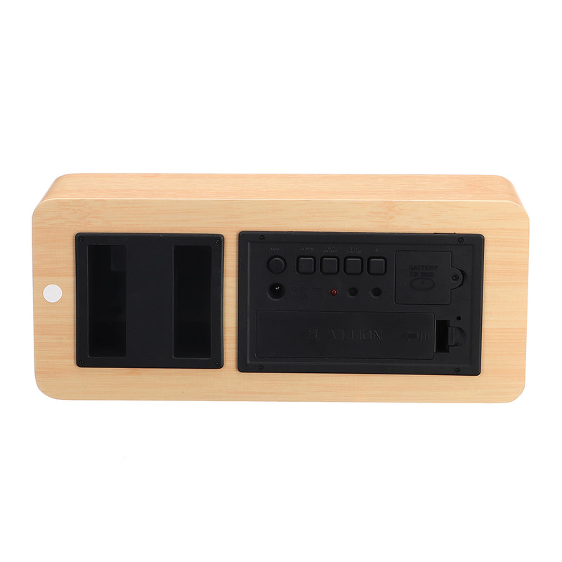 Wooden LED PM2.5 Air Detector Digital Alarm Clock Calendar Temperature Humidity Air Quality Tester