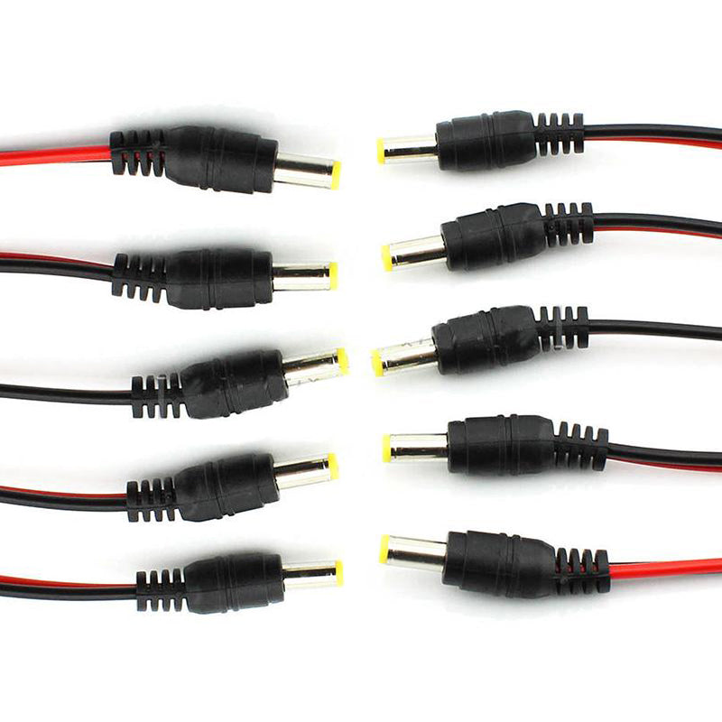 50Pcs 12V Male DC Power Socket Jack Plug Wire Connector Cable CCTV DC 5.5  x 2.1mm
