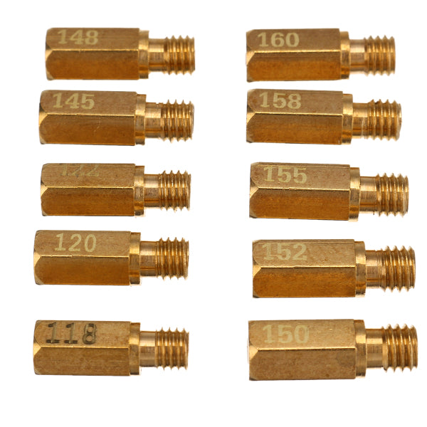 10Pcs Carburetor Main Jet Kit For Keihin OKO KOSO PE PWK Choose Size 118-160