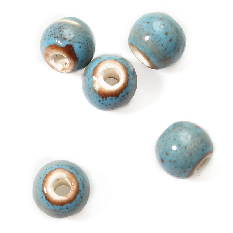 Retro Style 5Pcs 10mm Flower Glaze Beads Round DIY Spacer Loose Beads