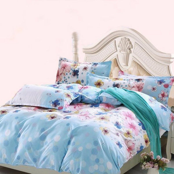 3 Or 4pcs Flower Paint Printing Bedding Sets Pillowcase Quilt Duvet Cover Twin Full Queen Size