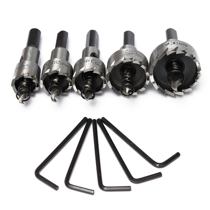 5pcs 16-30mm Hole Saw Cutter Drill Bit Set HSS Hole Saw Drill Sheet Metal Reamer with Wrench