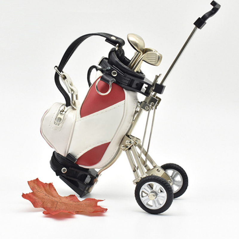 Mini Golf Bag Appearance Pen Holder with Golf Club Putter Ballpoint Pen Golfers Gift Box Set Desktop Deco for Office School Supplies Stationery