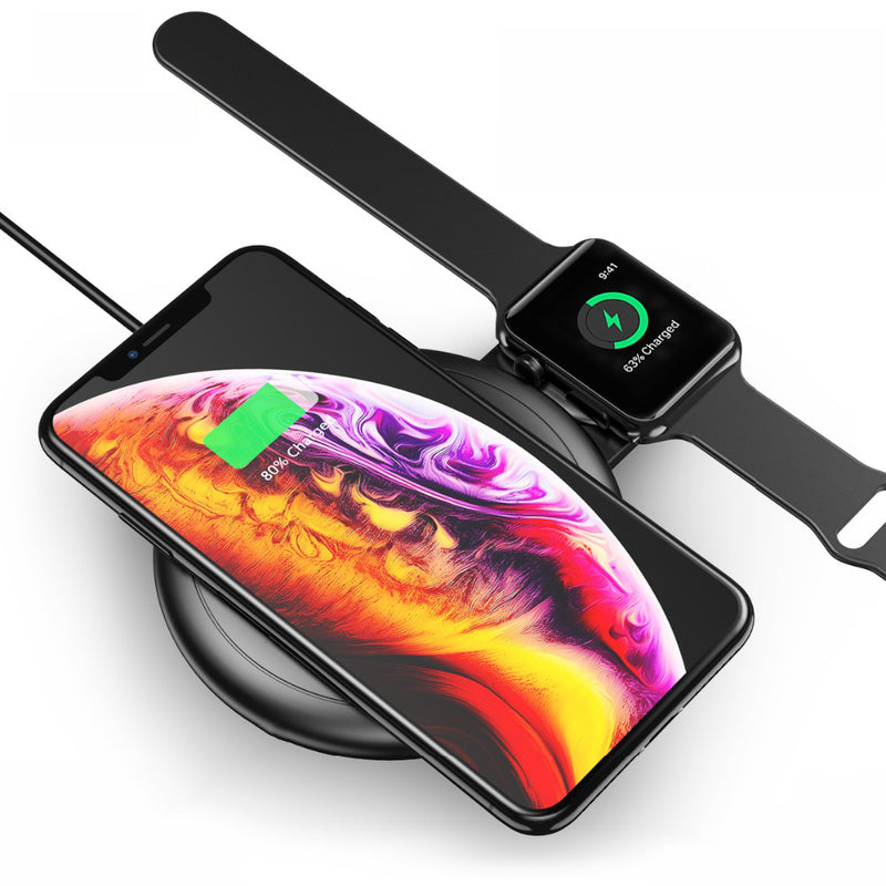 FLOVEME 10W 2 IN 1 Fast Charging Wireless Charger For iPhone X XR XS Max iWatch Xiaomi Mi9 S9 Note S10 S10+