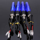 4pcs Motorcycle LED Turn Signal Indicator Blinkers Amber Light Blue Body Shell
