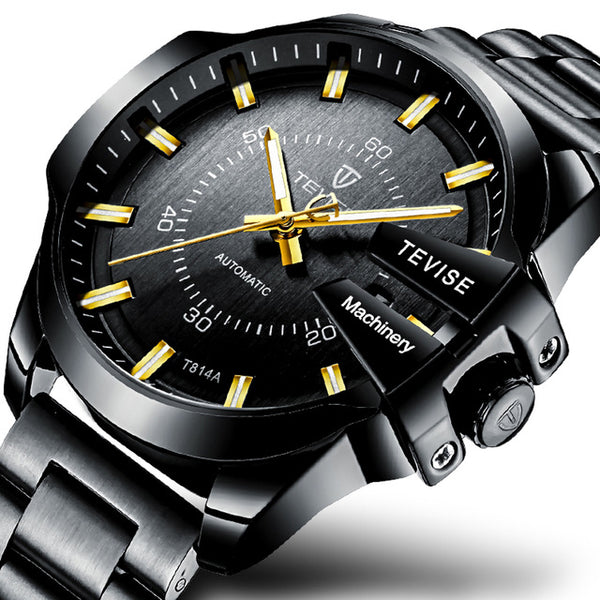 TEVISE T814 Luminous Display Business Style Men Watch Full Steel Automatic Mechanical Watch