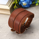Men Punk Leather Bracelet Wristband Cuff Bangle 2 Layer