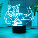 3D USB/Battery Powered Cute Cat 7 Colors Change  LED Desk Lamps Touch Switch Night Light