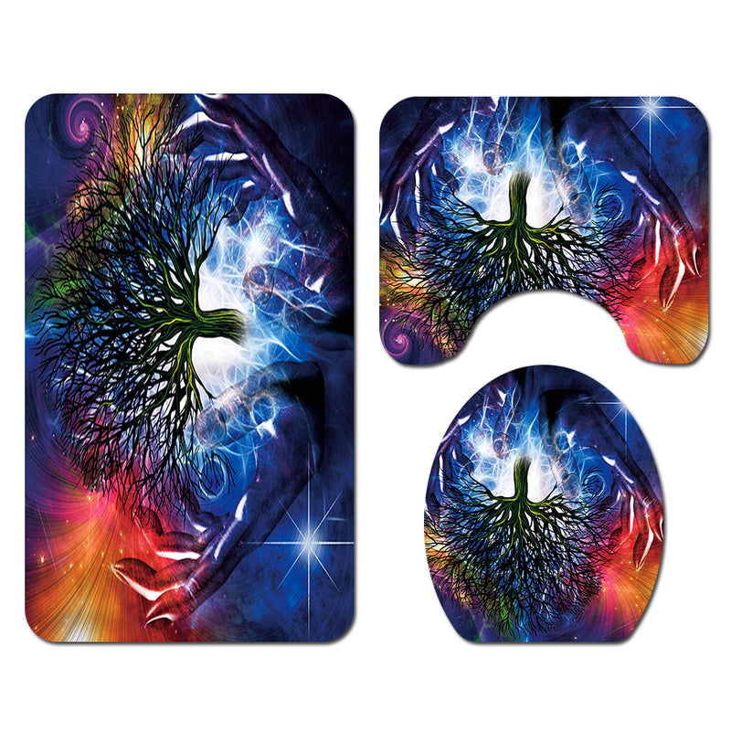 3PCS Bathroom Carpet Shower Curtain Bathroom Mats Waterproof Bath Decoration