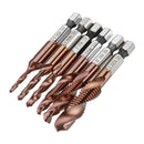 Drillpro 6pcs M3-M10 Combination Drill Tap Bit Set HSS 6542 AlTiN Coated Deburr Countersink Drill Bits