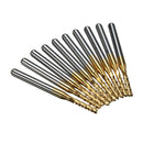 Drillpro DB-M11 10pcs 2.0mm 1/8 Inch Shank Carbide End Mill Engraving Bits for CNC PCB Rotary Burrs