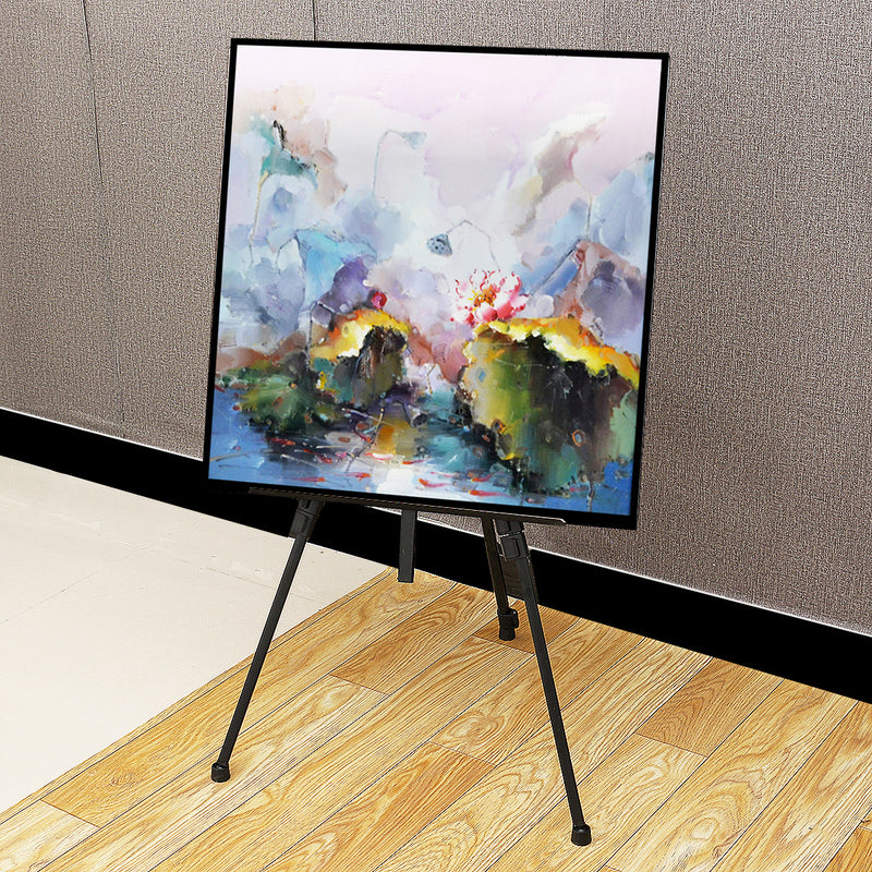 Folding Iron Easel Stand Tripod Adjustable Height Lightweight Sturdy Painting Display Portable Sketching Rack with Carrying Bag