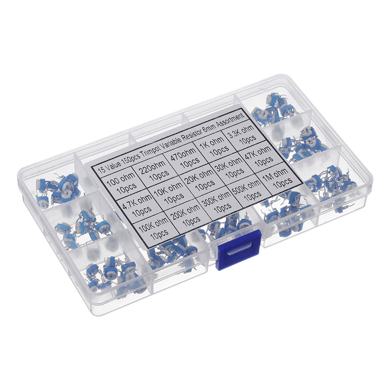 150pcs 15 Values 10 Each Trimming Potentiometer RM-065 Adjustment 100ohm-1M RM065 Variable Resistors Assorted Kit